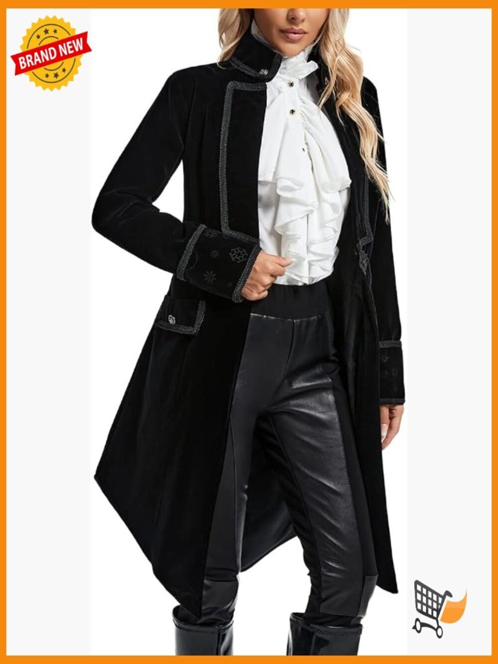 Victorian Gothic Tailcoat Pirate Jacket Steampunk Long Coat